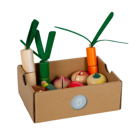 Small foot - Juego de corte de madera y verduras, fresco, 14 piezas.