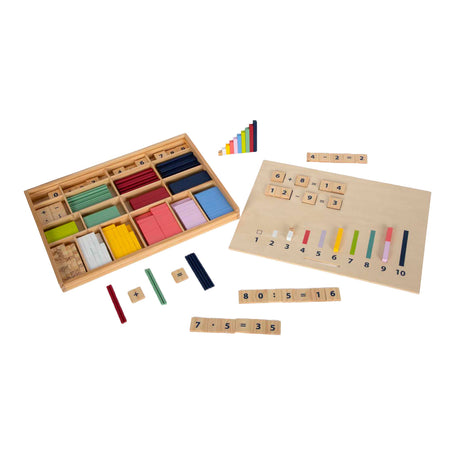 Small foot - Caja de aprendizaje de madera con varillas matemáticas y juego de bloques matemáticos