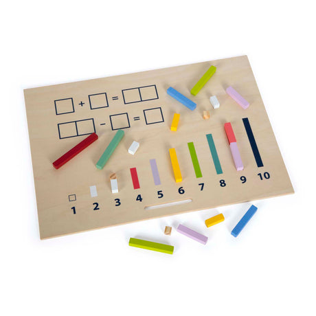 Small foot - Caja de aprendizaje de madera con varillas matemáticas y juego de bloques matemáticos