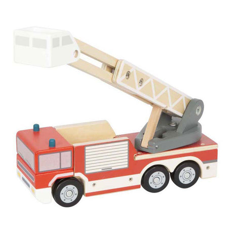 Small foot - camión de bomberos de madera con escalera giratoria