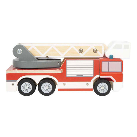 Small foot - camión de bomberos de madera con escalera giratoria