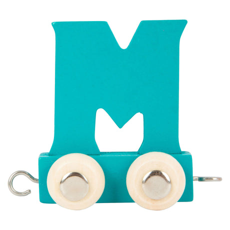 Small foot - tren de letras de madera azul - m - 12 piezas