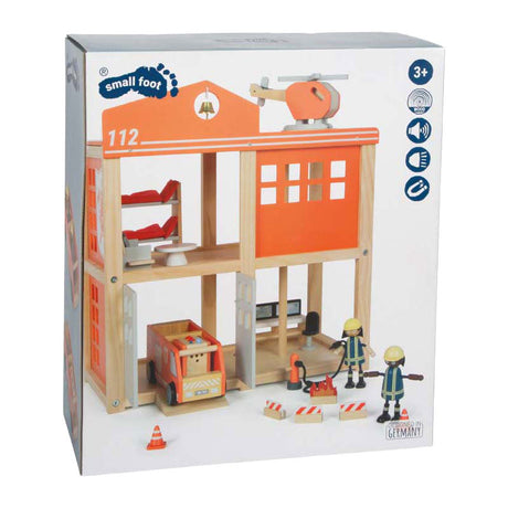 Small foot - gran parque de bomberos de madera con accesorios