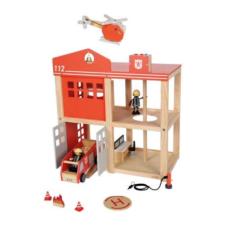 Small foot - gran parque de bomberos de madera con accesorios