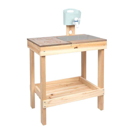 Cocina de barro de madera de Small Foot y mesa de juegos para divertirse al aire libre.