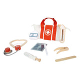 Small foot - set de juego con maletín de médico rojo - 8 piezas.
