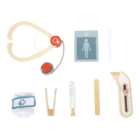 Small foot - set de juego con maletín de médico rojo - 8 piezas.