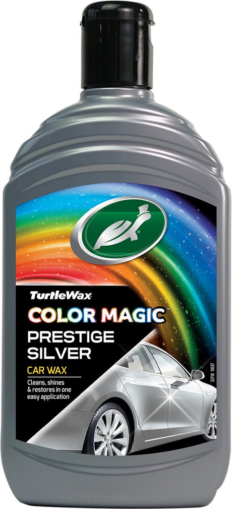 Turtle Wax Color Magic Prestige Silver Wax - limpia y da brillo - restaura y aporta color - camufla arañazos y manchas opacas - proporciona protección duradera - fácil y rápido de usar - 500ml