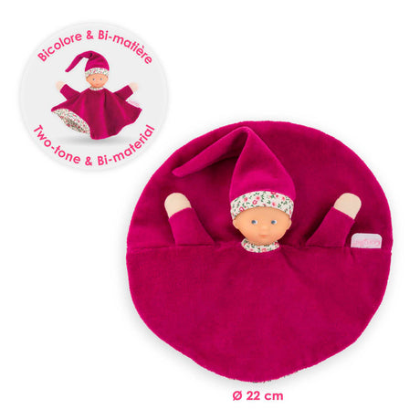 Muñeco de peluche Corolle Cuddle Cloth rosa granadina para bebé de 17 cm.