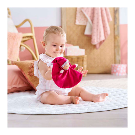 Muñeco de peluche Corolle Cuddle Cloth rosa granadina para bebé de 17 cm.