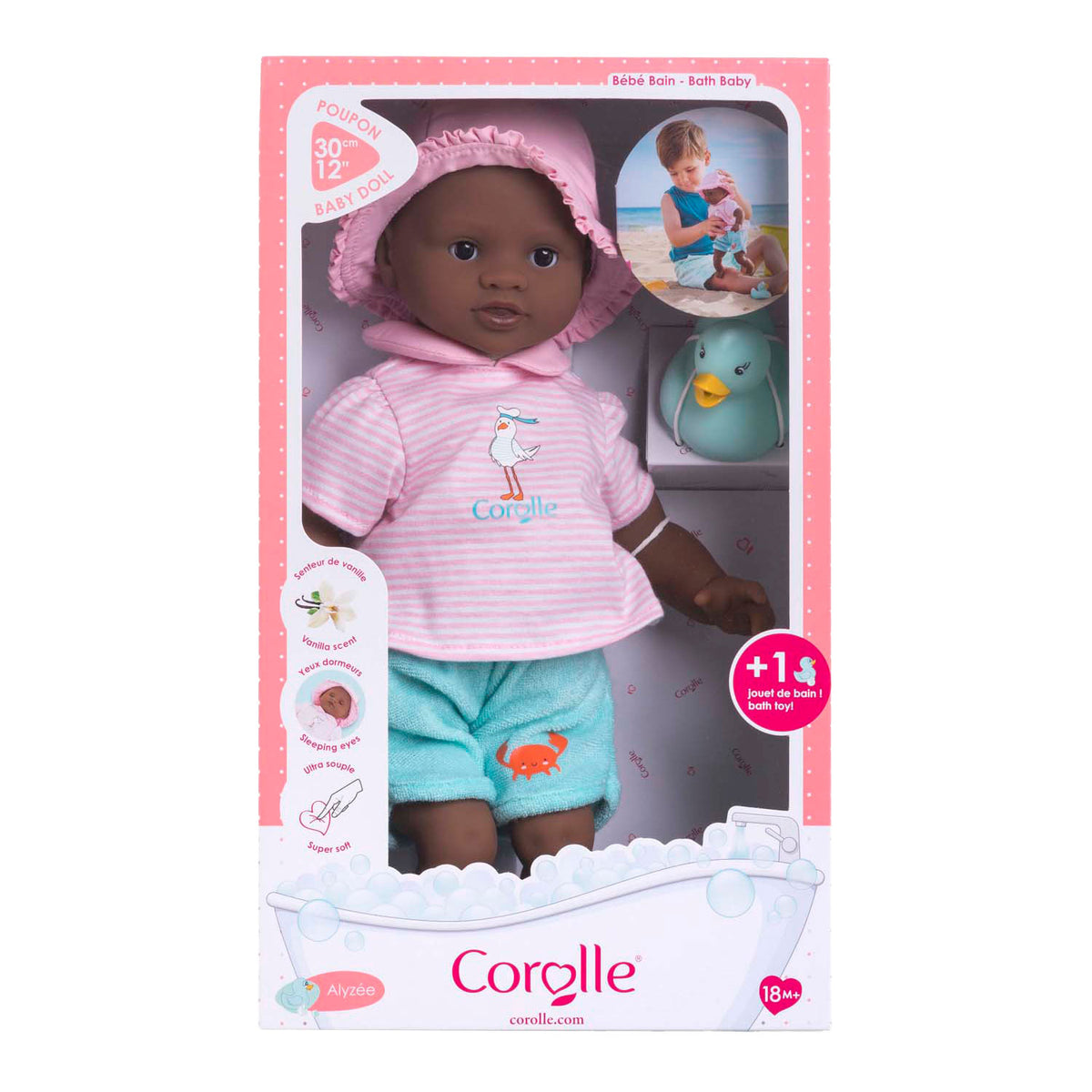 Muñeca de baño Corolle alyzee - muñeca bebé 30cm resistente al agua multicolores.