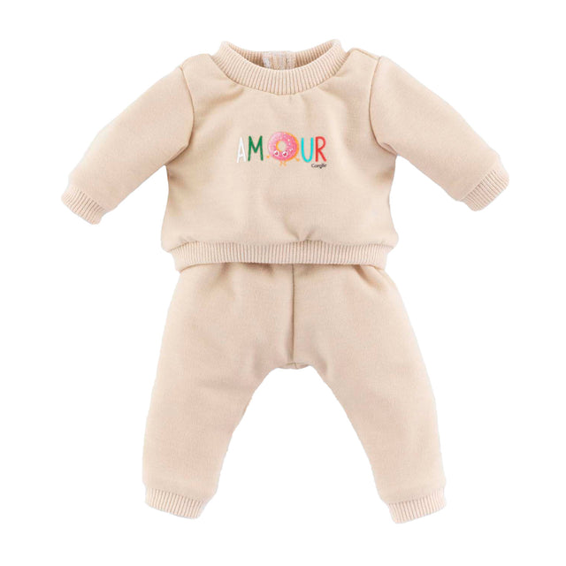 Chándal muñeca Corolle beige para muñeco bebé 30cm velcro.