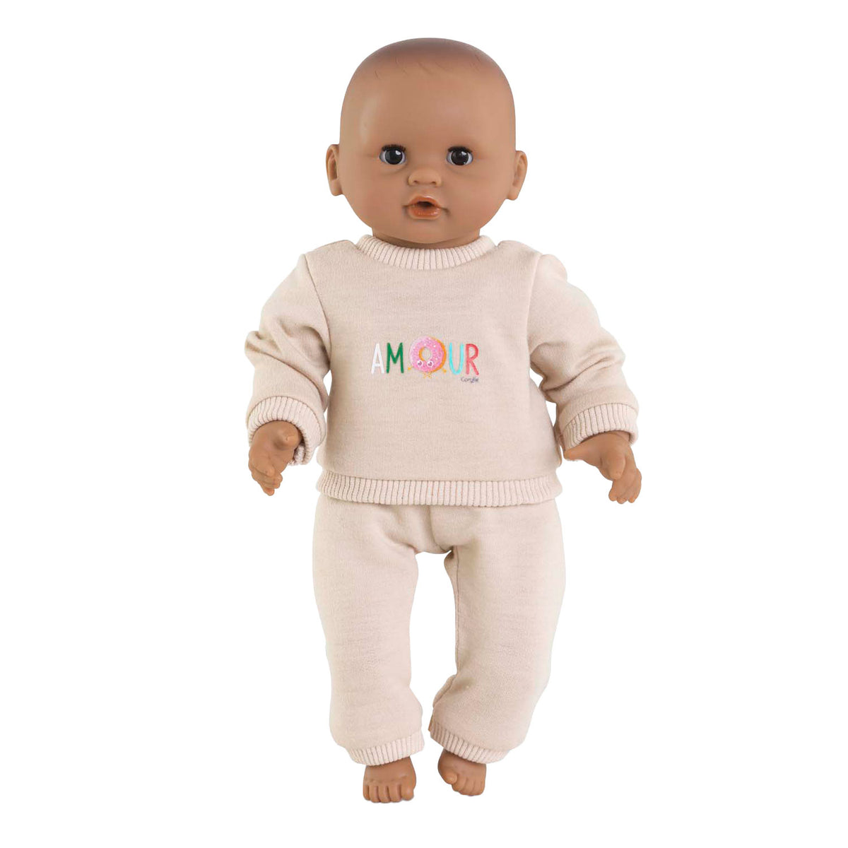 Chándal muñeca Corolle beige para muñeco bebé 30cm velcro.