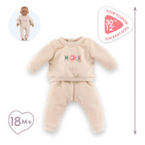 Chándal muñeca Corolle beige para muñeco bebé 30cm velcro.