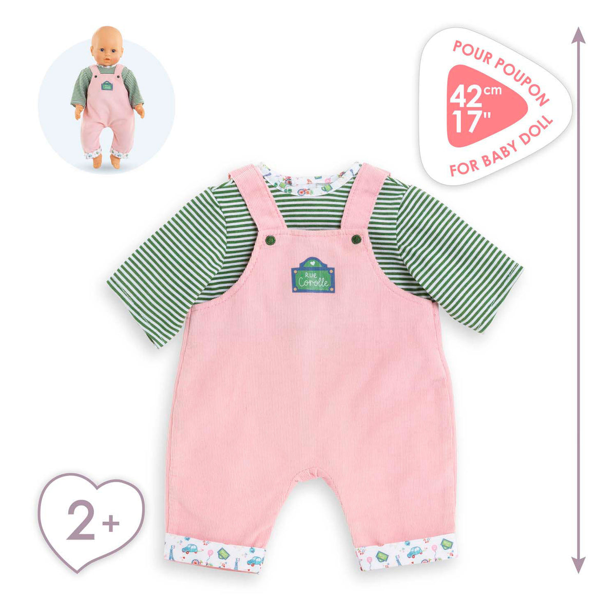 Camiseta y peto Corolle para muñeca bebé, 42cm