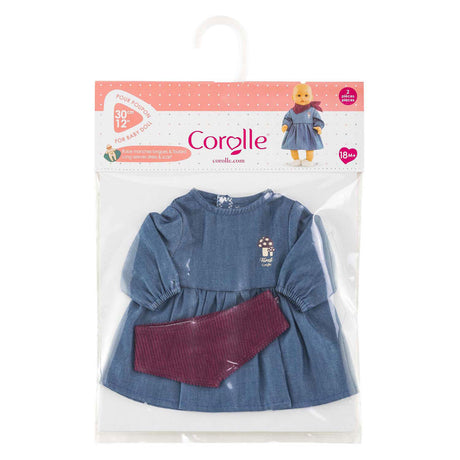 Ropa para muñeca Corolle vestido vaquero con bufanda para muñeca de 30cm denim.