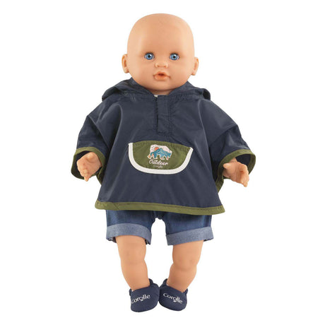 Corolle disfraz de muñeca poncho de lluvia pequeña exploradora 30cm azul.