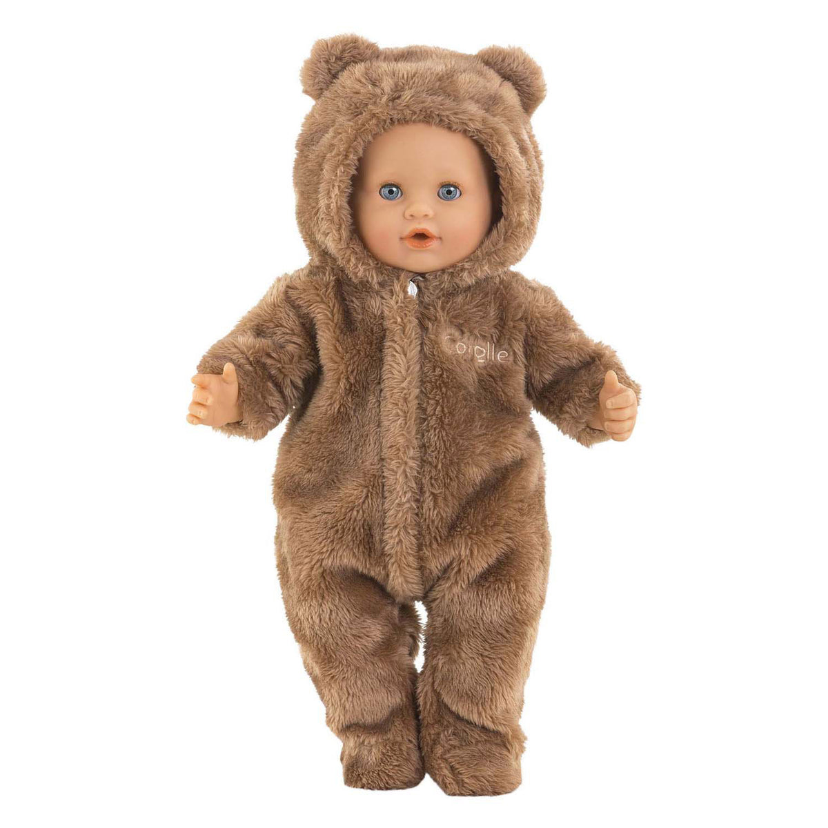 Disfraz de muñeca Corolle traje de oso pardo mono suave de 36 cm.
