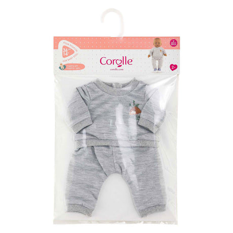 Disfraz de muñeca Corolle, traje de jogging gris, 36 cm, ropa suave para muñeca.