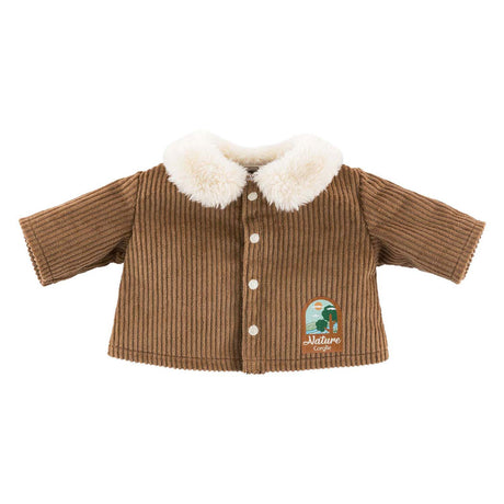 Chaqueta muñeca Corolle terciopelo pequeña exploradora 36cm polar marrón estampado natural.