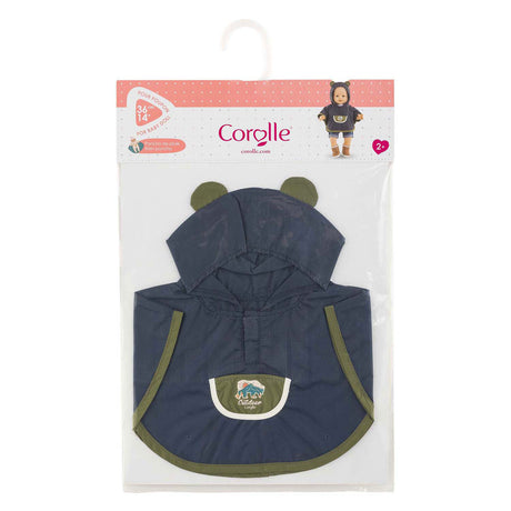 Disfraz de muñeca Corolle poncho de lluvia de 36cm con capucha y orejas de oso.