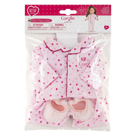 Pijama y pantuflas muñeca Corolle ma - corazones - 36cm