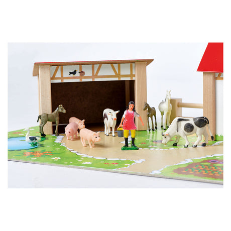 Granja de madera Eichhorn con accesorios, 20 uds.