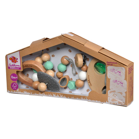 Eichhorn baby set de regalo de madera pura, 3 piezas.