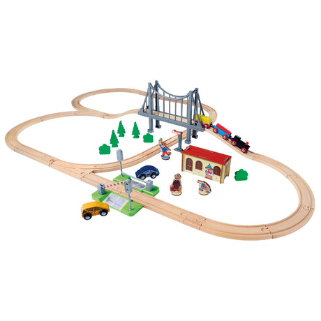 Juego de vía de tren Eichhorn con puente, 55 piezas.