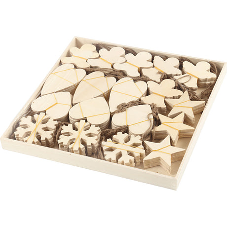 Creativ company adornos de madera con temas navideños varios, 90 uds.