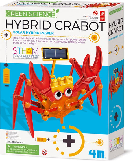 4m ciencia y juegos - construye tu propio robot cangrejo híbrido - kidzlabs - ciencia verde - 5 años