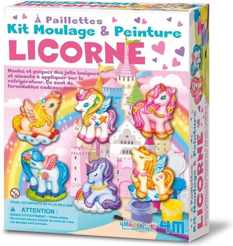 Haz un unicornio de 4 m con yeso y pintura.