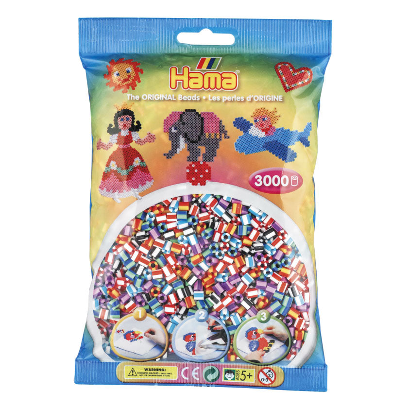 Mezcla de cuentas para planchar Hama midi - rayas (201-90), 3000 uds.