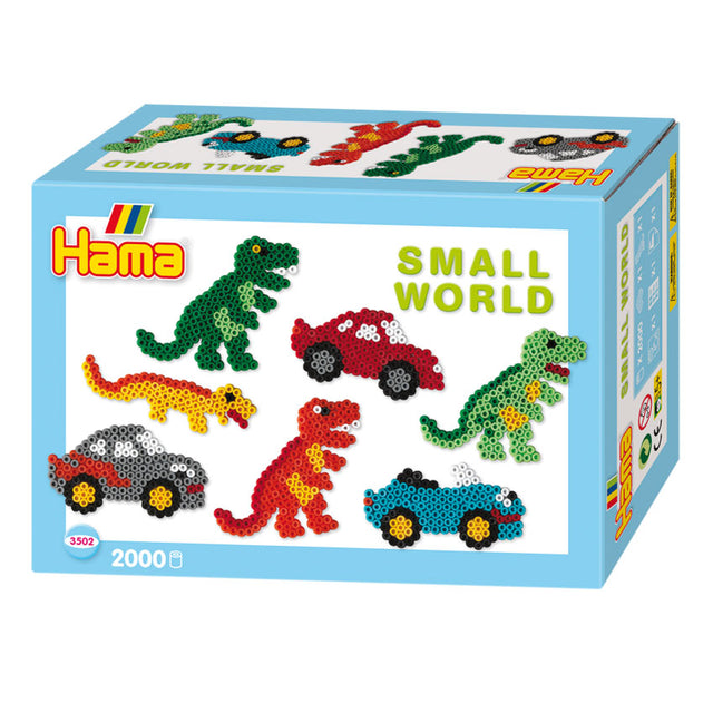 Juego de cuentas de planchado midi Hama - dinosaurio y coche, 2000 piezas.