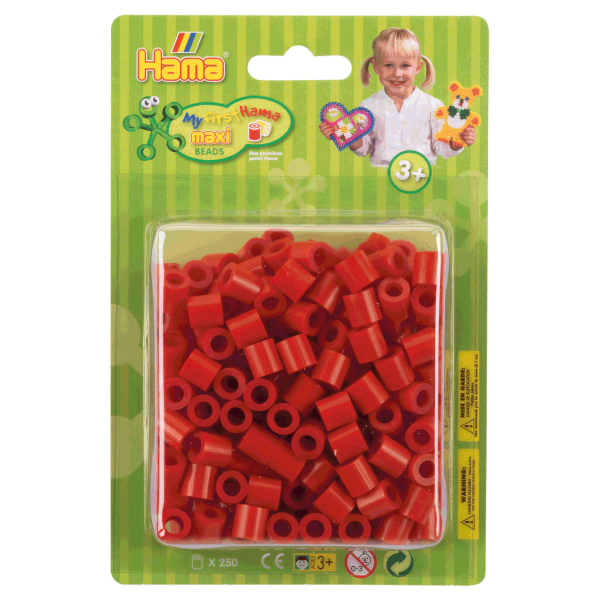 Hama maxi cuentas termoadhesivas rojas, 250 uds.