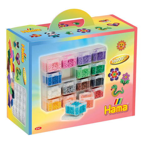 Caja de almacenamiento de cuentas para planchar midi Hama con 16 colores de cuentas