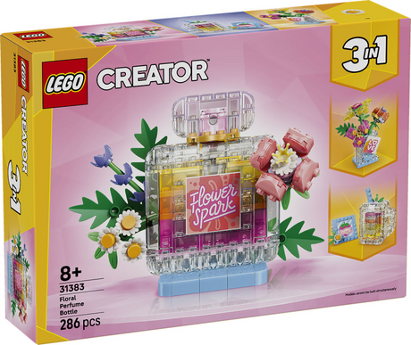 Botella de perfume 3 en 1 Lego Creator con flores, juguetes para niños y decoración infantil, 31383