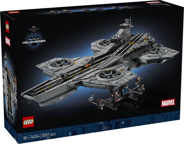 Lego ǀ marvel escudo. kit de construcción de superhéroe helicarrier para adultos 76354