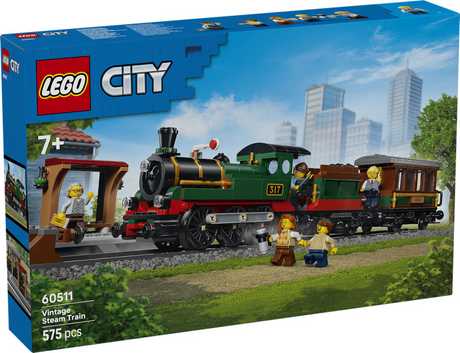Tren de vapor vintage Lego City, juguete para niños a partir de 7 años - 60511