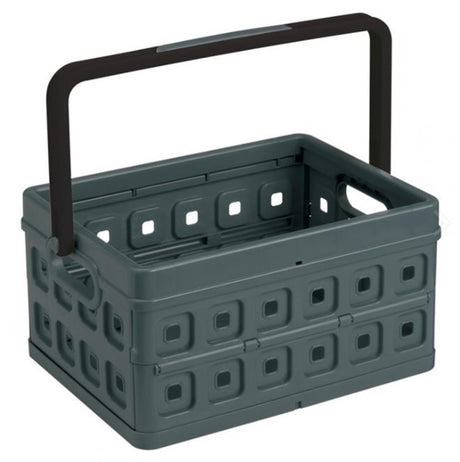 Caja plegable cuadrada Sunware con asa 24l - 43,5x31x21,3 cm - caja de compras antracita