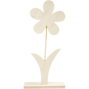 Creativ Company Wooden Flower con pie, 26 cm