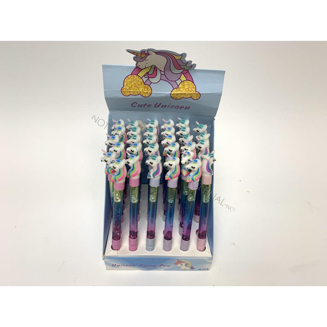Bolígrafo unicornio con purpurina 15cm