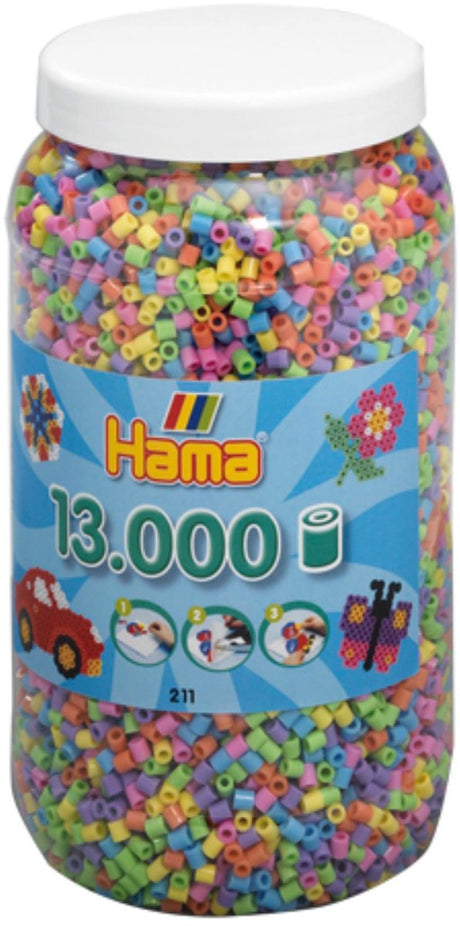 Cuentas de planchado Hama en un barril.