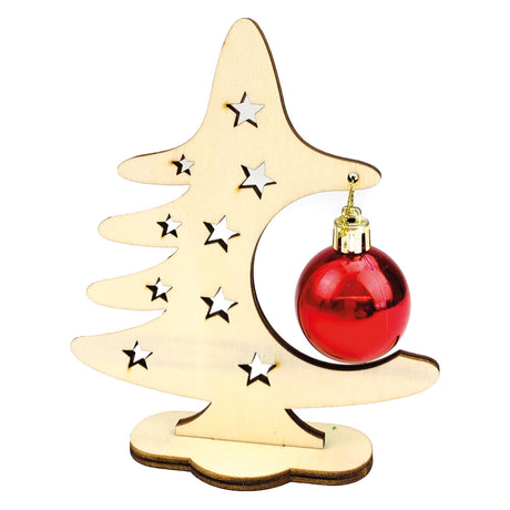 Beleduc árbol de Navidad artesanal de madera con bola de Navidad