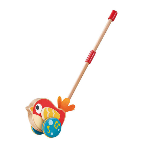 Palo de empuje de madera con sonido Hape Lilly Bird
