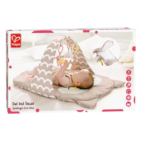 Hape play arch owl sina - gimnasio para bebé con sonajero, espejo y mordedor, a partir de 0 meses