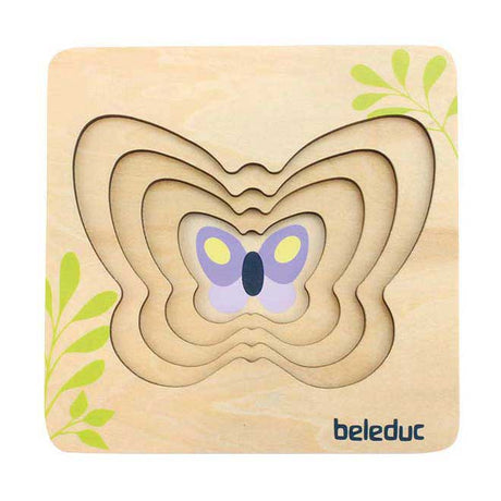 Beleduc rompecabezas de capas de madera mariposa