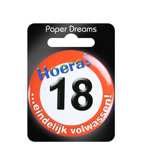 Botón pequeño de Paperdreams - Señal de tráfico 18 años