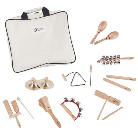 Instrumentos musicales clásicos del mundo con bolsa de almacenamiento de 9 piezas
