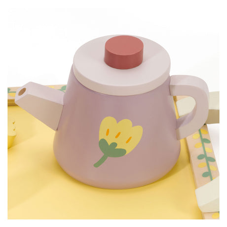 Juego de té de madera Classic World Grace con bandeja, 14 piezas.